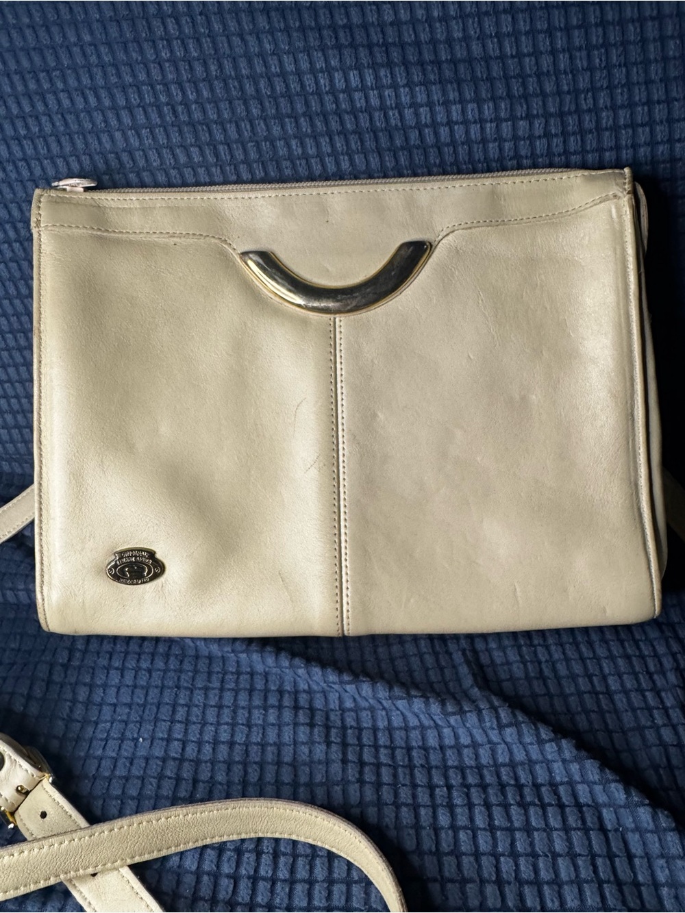 Vintage Etienne Aigner Leather Crossbody Bag in Cream